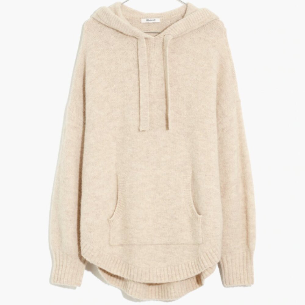 Madewell Wilmington Heather Oatmeal wool Alosca Blend Hoodie Sweater Large